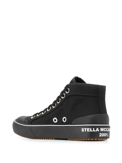Shop Stella Mccartney Women's Black Cotton Hi Top Sneakers