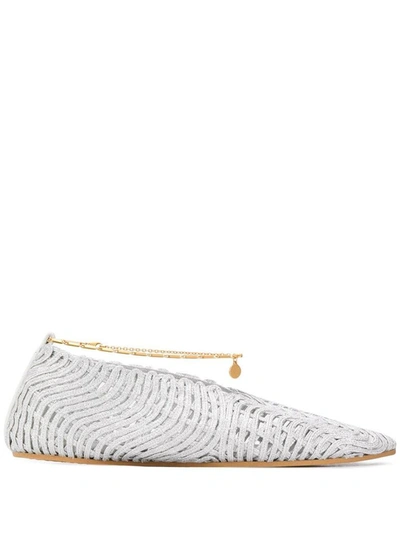 Shop Stella Mccartney Women's Silver Cotton Flats