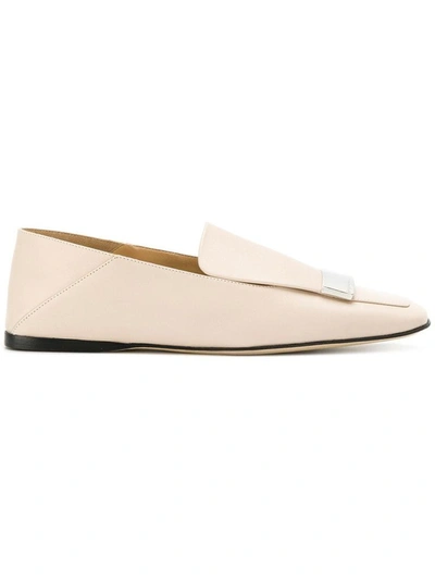 Shop Sergio Rossi Women's Beige Leather Loafers