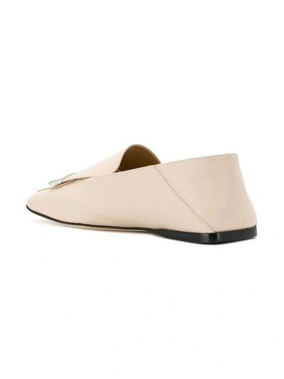 Shop Sergio Rossi Women's Beige Leather Loafers