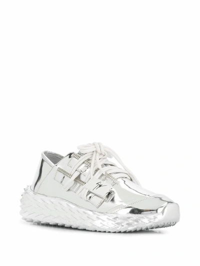 Shop Giuseppe Zanotti Design Women's Silver Leather Sneakers