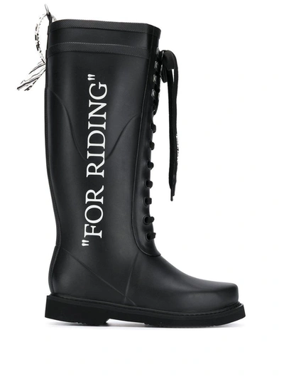 Shop Off-white Women's Black Rubber Boots