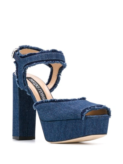 Shop Sergio Rossi Women's Blue Cotton Sandals
