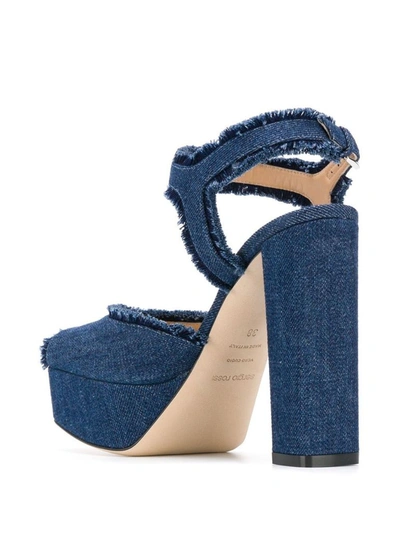 Shop Sergio Rossi Women's Blue Cotton Sandals