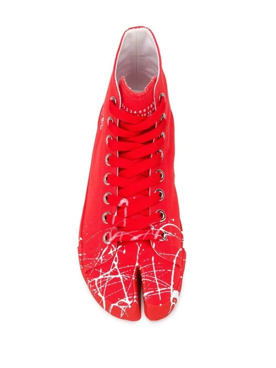 Shop Maison Margiela Women's Red Cotton Hi Top Sneakers