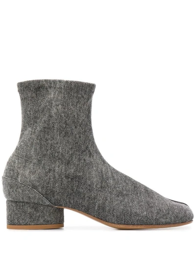 Shop Maison Margiela Women's Grey Cotton Ankle Boots