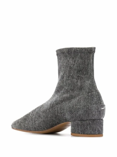 Shop Maison Margiela Women's Grey Cotton Ankle Boots