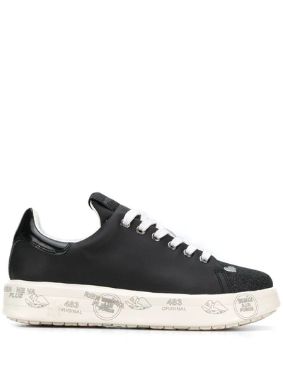 Shop Premiata Women's Black Leather Sneakers