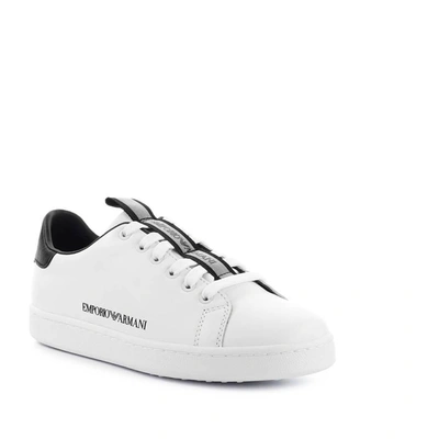 Emporio Armani Sneakers In Leather With Logo In White | ModeSens