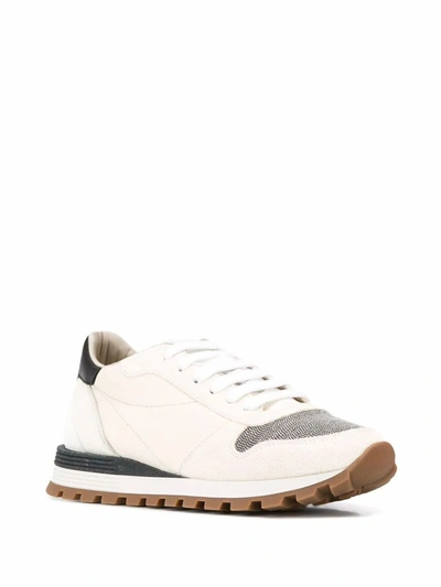Shop Brunello Cucinelli Women's White Leather Sneakers