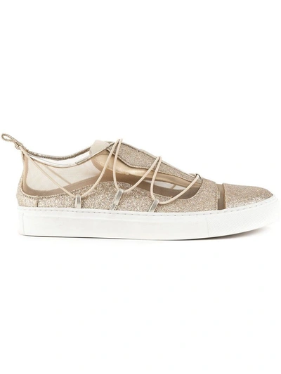 Shop Dsquared2 Women's Gold Glitter Slip On Sneakers