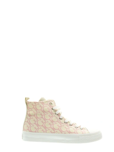 Shop Guess Women's Pink Leather Hi Top Sneakers