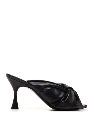 Balenciaga Drapy Knotted Leather Mules In Black | ModeSens