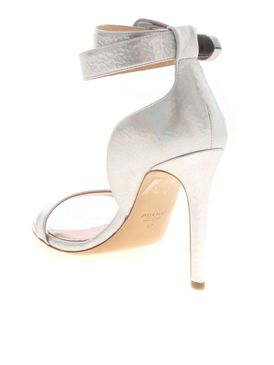 Shop Pinko Women's Silver Leather Sandals