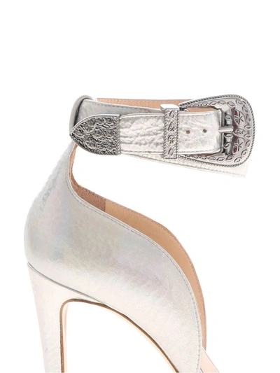 Shop Pinko Women's Silver Leather Sandals