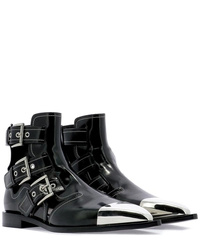 Shop Alexander Mcqueen Women's Black Leather Sandals