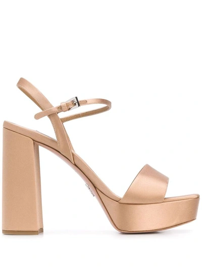 Shop Prada Women's Gold Leather Sandals