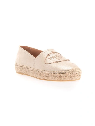 Prada Logo-embossed Canvas Espadrilles In Gold