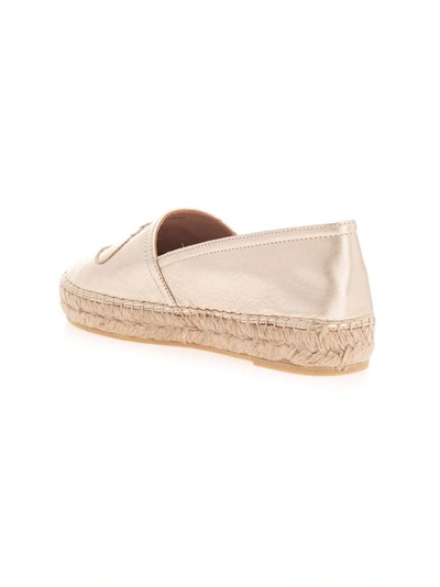 Prada Logo-embossed Canvas Espadrilles In Gold