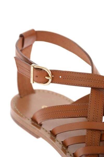 Shop Celine Céline Women's Brown Leather Sandals