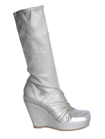 Shop Rick Owens Women's Silver Leather Boots