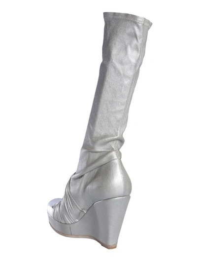 Shop Rick Owens Women's Silver Leather Boots