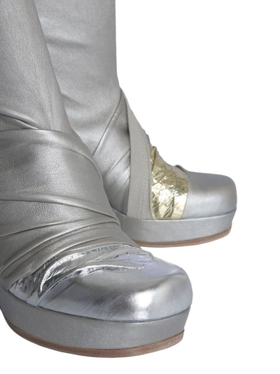 Shop Rick Owens Women's Silver Leather Boots