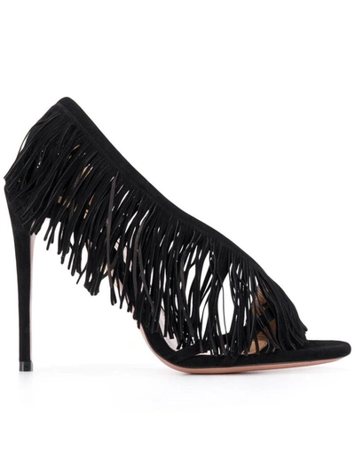 Shop Aquazzura Women's Black Suede Sandals