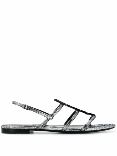 Shop Saint Laurent Women's Silver Leather Sandals