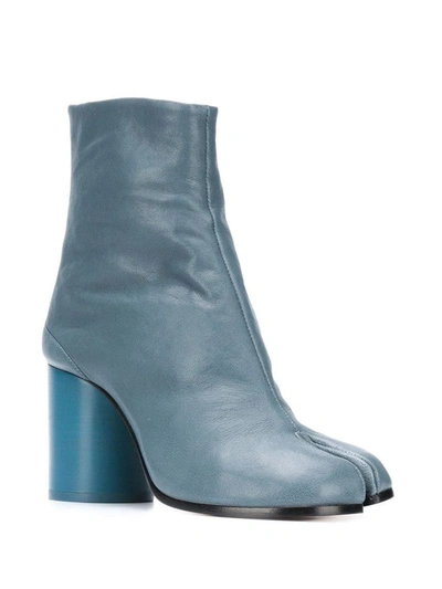 Shop Maison Margiela Women's Light Blue Leather Ankle Boots