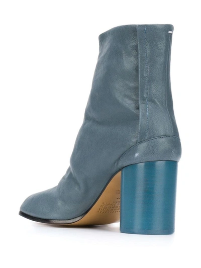 Shop Maison Margiela Women's Light Blue Leather Ankle Boots