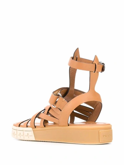 Shop Prada Women's Beige Leather Sandals