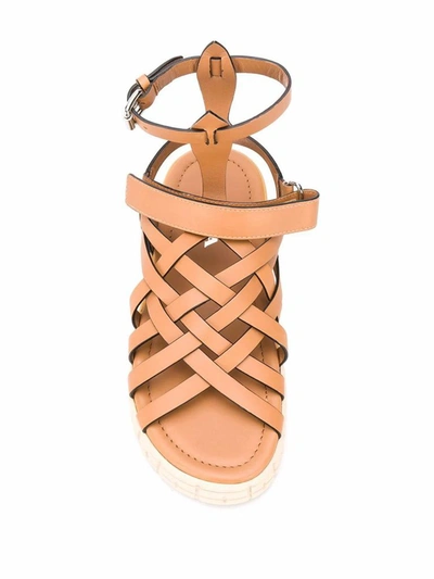 Shop Prada Women's Beige Leather Sandals