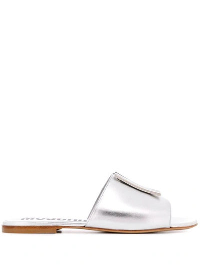 Shop Moschino Women's Silver Leather Sandals
