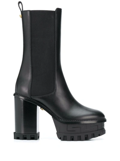 Shop Versace Women's Black Leather Ankle Boots