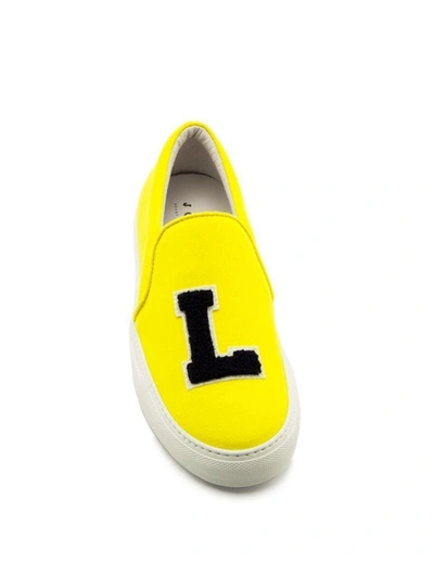 Shop Joshua Sanders Women's Yellow Cotton Slip On Sneakers