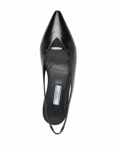 Shop Prada Women's Black Leather Flats