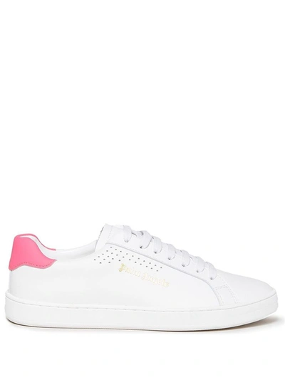 Shop Palm Angels Women's White Leather Sneakers