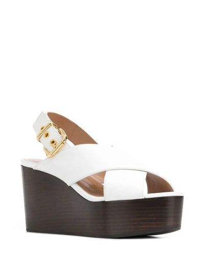 Shop Marni Women's White Leather Wedges