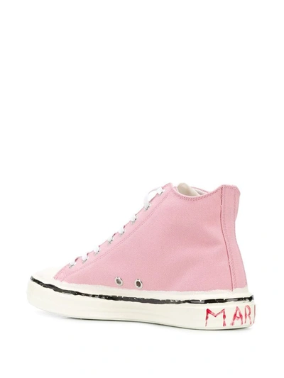 Shop Marni Women's Pink Cotton Hi Top Sneakers
