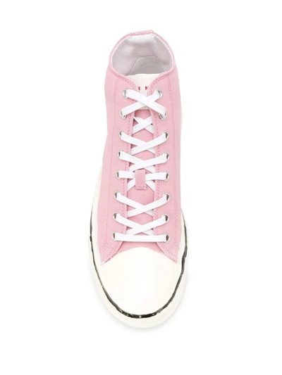 Shop Marni Women's Pink Cotton Hi Top Sneakers