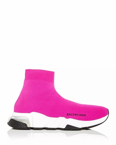 Shop Balenciaga Women's Fuchsia Polyamide Hi Top Sneakers