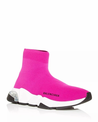 Balenciaga Speed Stretch-knit High-top Sneakers In Fuchsia