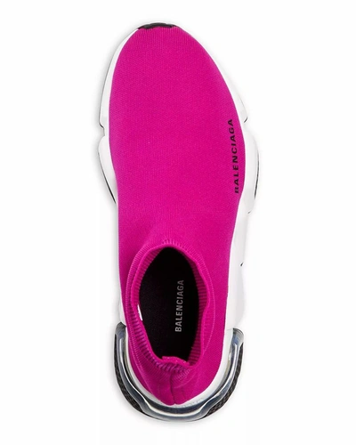 Balenciaga Speed Stretch-knit High-top Sneakers In Fuchsia