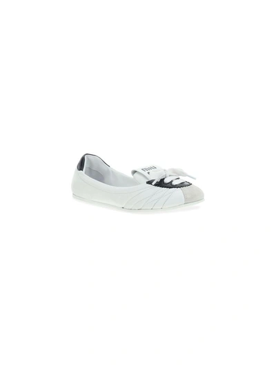 Shop Miu Miu White Flats