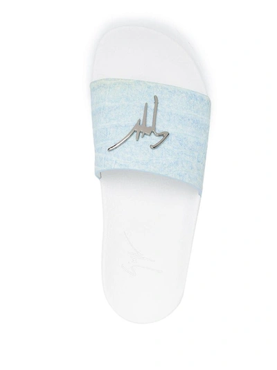 Shop Giuseppe Zanotti Design Women's Light Blue Leather Sandals