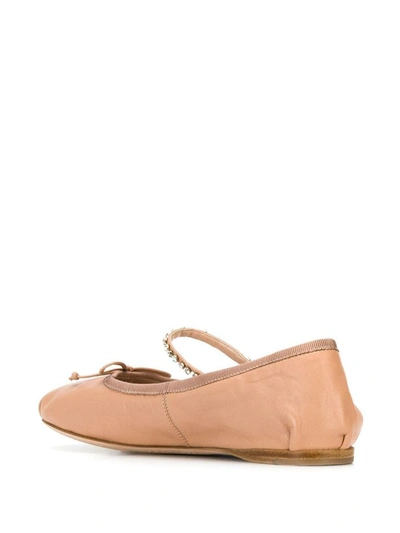 Shop Miu Miu Women's Pink Leather Flats