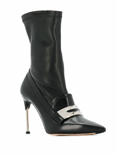 Shop Alexander Mcqueen Women's Black Leather Ankle Boots