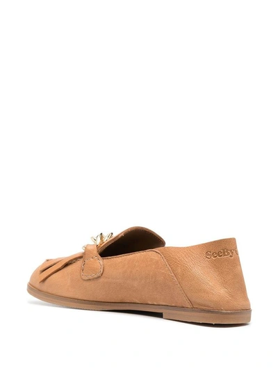 Shop See By Chloé Women's Beige Leather Loafers