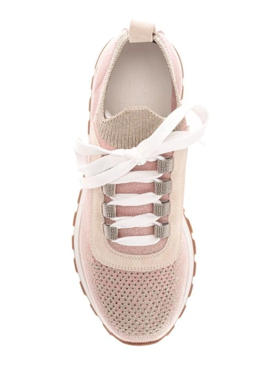 Shop Brunello Cucinelli Women's Pink Cotton Sneakers